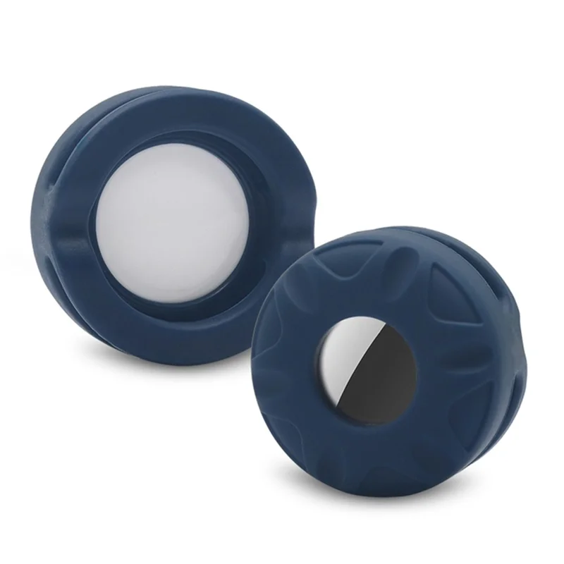 For Apple AirTag Protective Case Dog Cat Tracker Silicone Cover Anti-lost Pet Collar Soft Silicone Shell (Size: L) - Midnight Blue