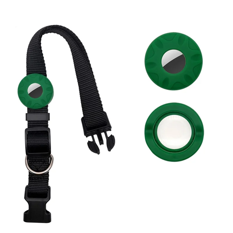 For Apple AirTag Protective Case Dog Cat Tracker Silicone Cover Anti-lost Pet Collar Soft Silicone Shell (Size: L) - Midnight Blue