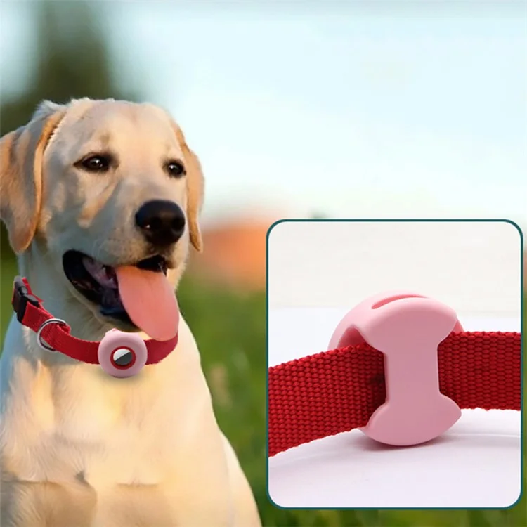Für Apple Airtag Silicon Case Haustierhund-tracker-lokator Anti-verlust-deckungsschutz, Größe L - Violett / Rot