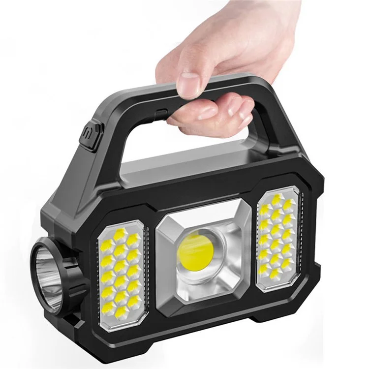 2205A Multifunctional Solar Flashlight USB Rechargeable LED Torch Light Portable Waterproof Solar Light Support Charging Cell Phone for Camping Hiking