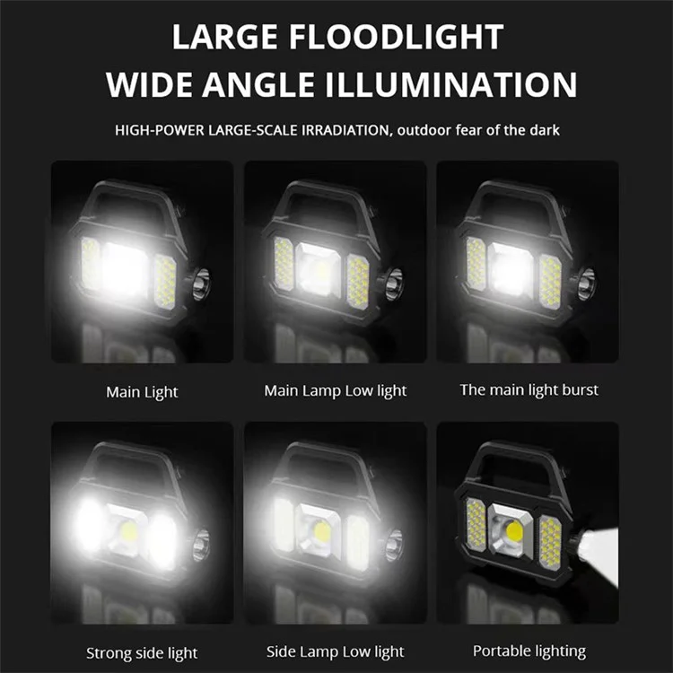 2205A Multifunctional Solar Flashlight USB Rechargeable LED Torch Light Portable Waterproof Solar Light Support Charging Cell Phone for Camping Hiking