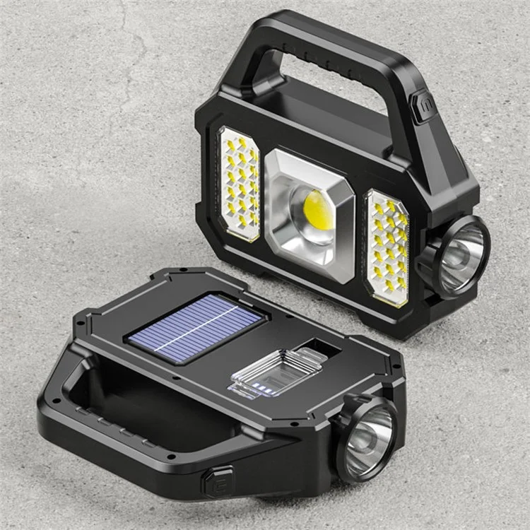 2205A Multifunctional Solar Flashlight USB Rechargeable LED Torch Light Portable Waterproof Solar Light Support Charging Cell Phone for Camping Hiking