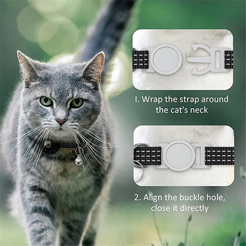 Funda de silicona compatible con AirTag, collar para mascotas reflectante, funda protectora con campana compatible con Bluetooth - morado