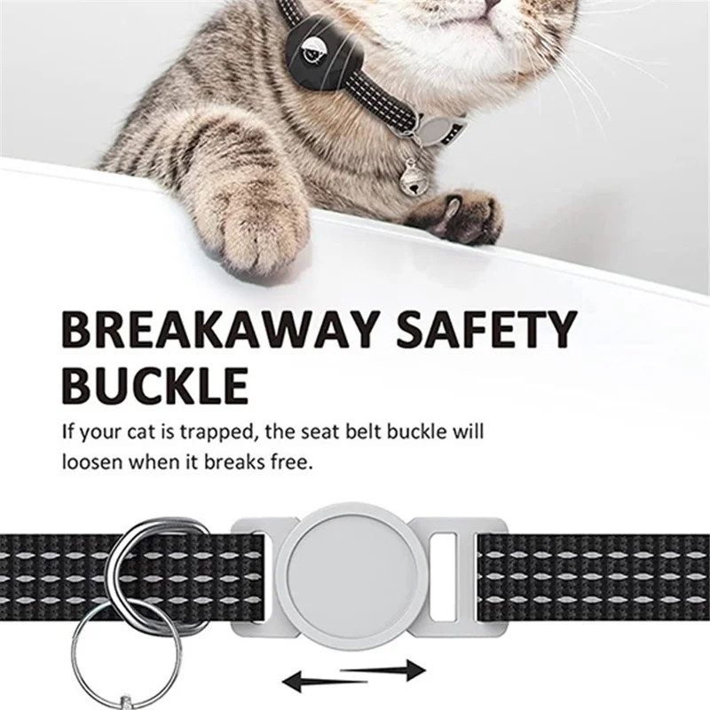 Funda de silicona compatible con AirTag, collar para mascotas reflectante, funda protectora con campana compatible con Bluetooth - morado