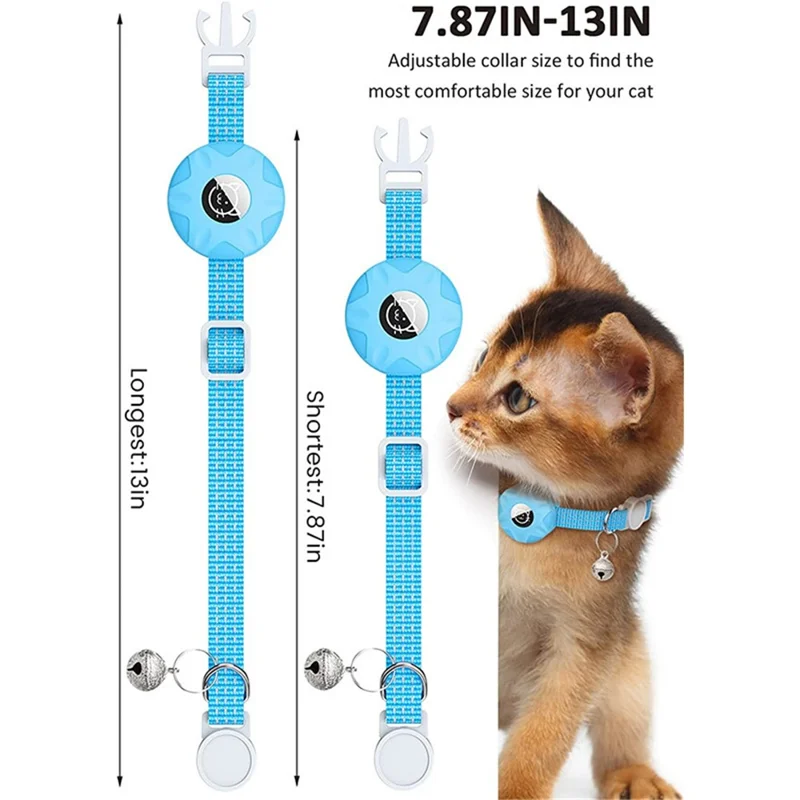 Funda de silicona compatible con AirTag, collar para mascotas reflectante, funda protectora con campana compatible con Bluetooth - morado