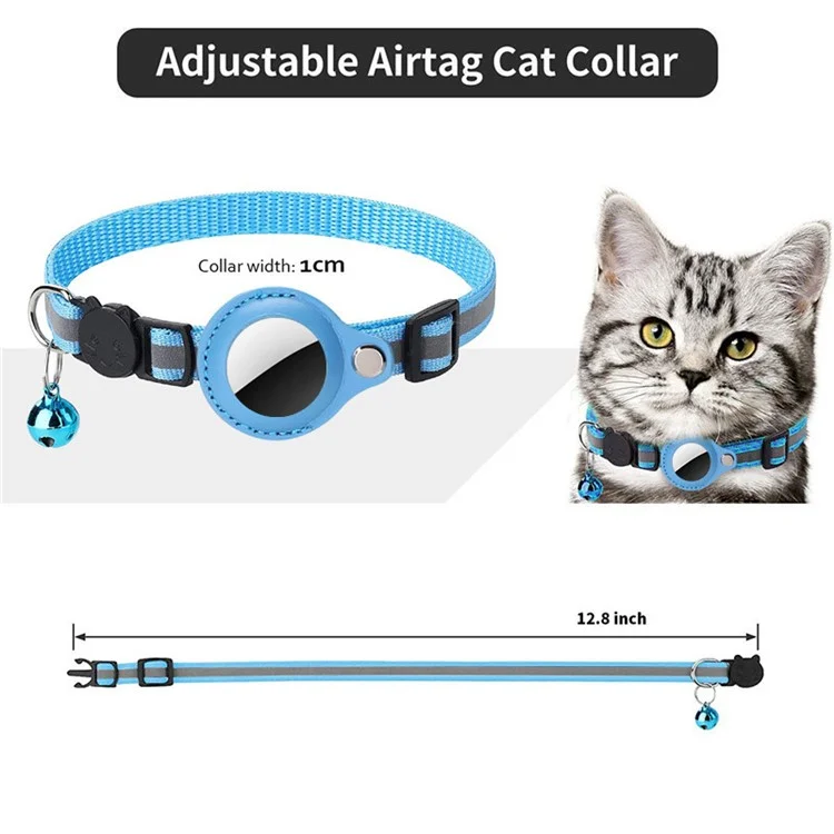 Pour le boîtier en cuir PU AirTag Réfléchissant Collier d'animal de compagnie Tracker GPS Housse de protection avec Clochette - Violet