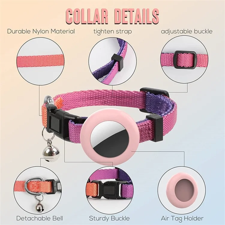 Compatible with AirTag Silicone Case Pet Cat Collar GPS Tracker Protective Cover with Bell, with Front Back Film Set - Gradient Orange