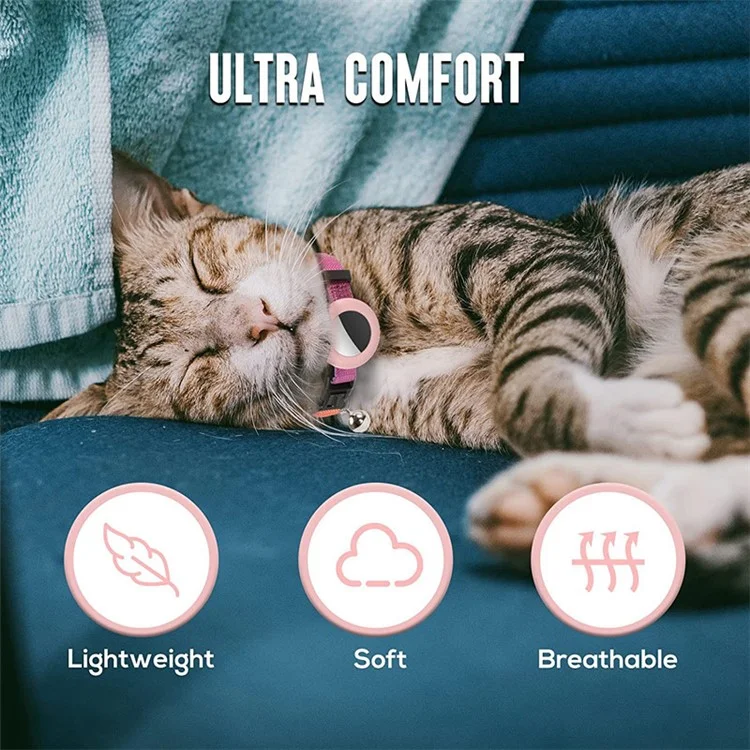 Compatible with AirTag Silicone Case Pet Cat Collar GPS Tracker Protective Cover with Bell, with Front Back Film Set - Gradient Orange