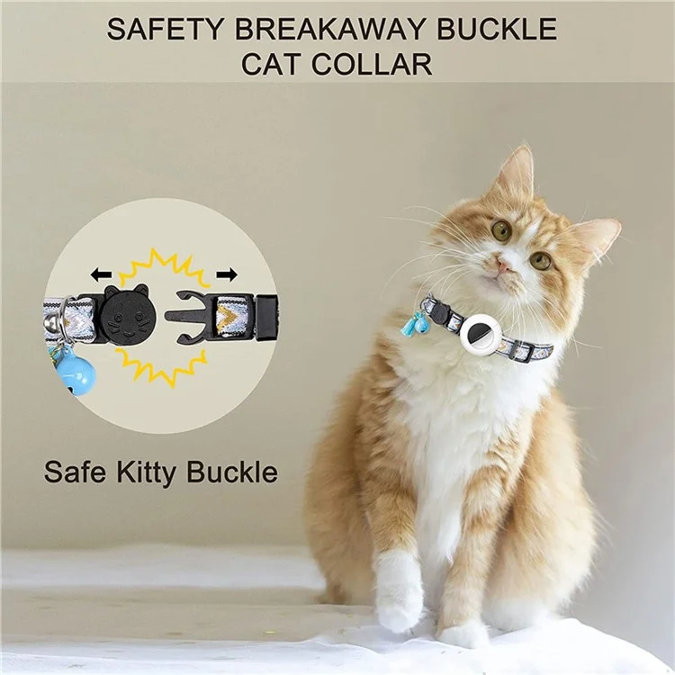 Waterproof Silicone Case for AirTag Adjustable Pet Collar GPS Cat Collar with Tassel / Film - White