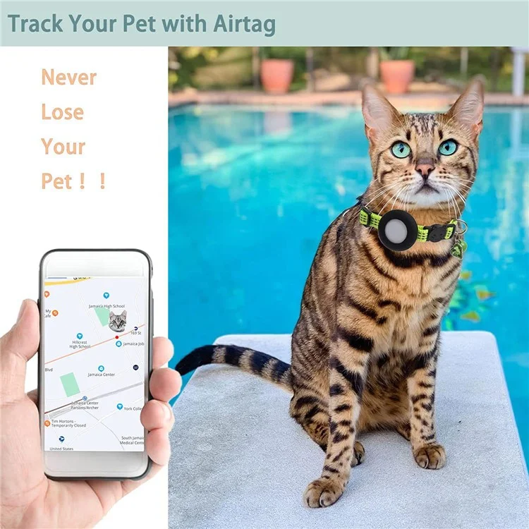 Für Airtag Pet Collar GPS Tracker Silikon -schutzabdeckung Mit Glocken- Und Herzformanhänger - Grün