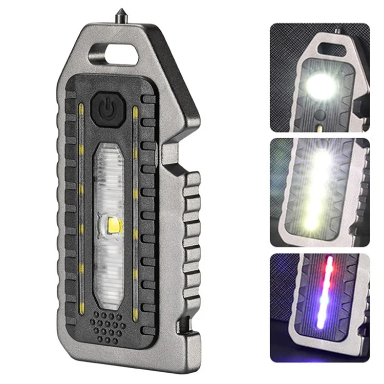 W5135 Mini COB Flashlight Rechargeable Light Whistle Emergency Survival Window Keychain Flashlight