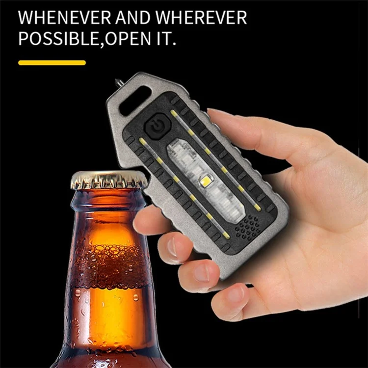 W5135 Mini COB Flashlight Rechargeable Light Whistle Emergency Survival Window Keychain Flashlight