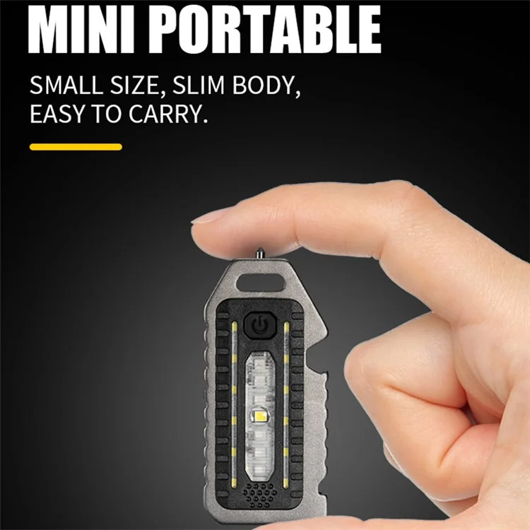 W5135 Mini COB Flashlight Rechargeable Light Whistle Emergency Survival Window Keychain Flashlight