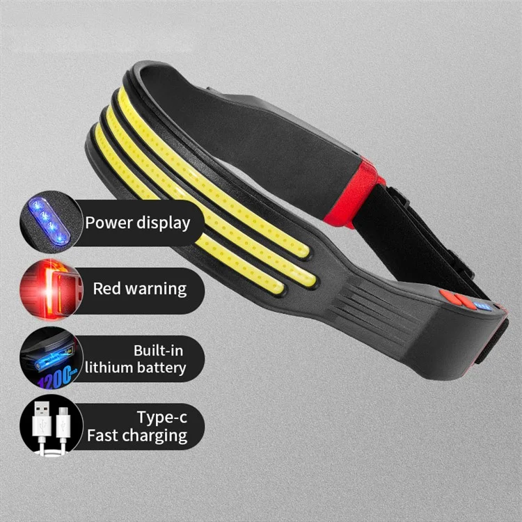 W695-3 Mini LED Headlight Multi-Function COB Headlamp with Red Warning Outdoor Headband Light