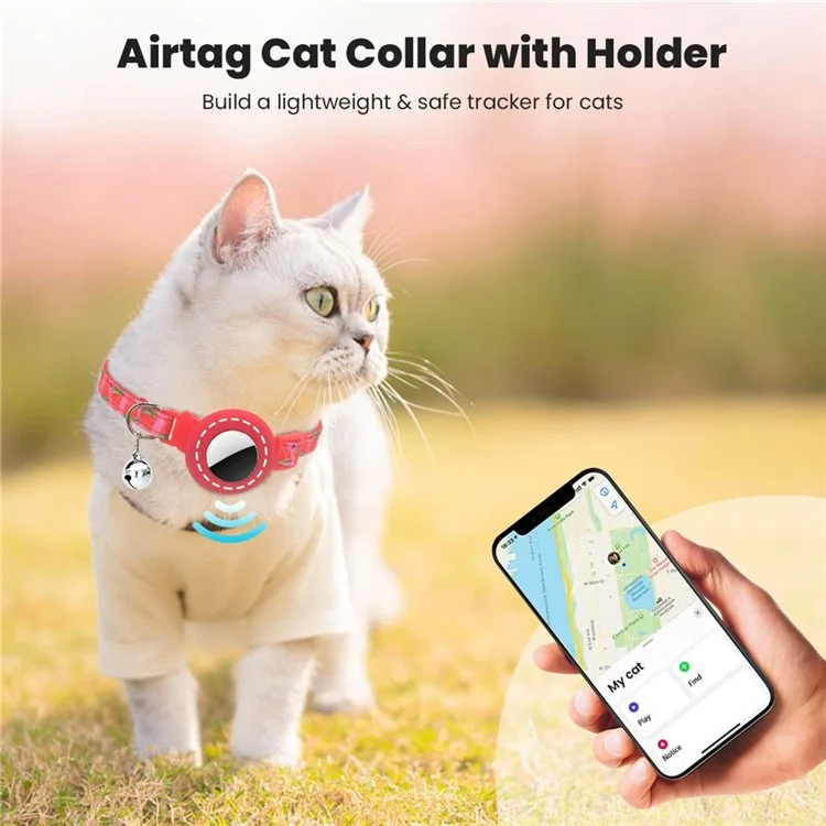 Étui en silicone pour localisateur AirTag, motif de fruits, traceur GPS, collier réglable pour animaux de compagnie avec cloche - Rouge