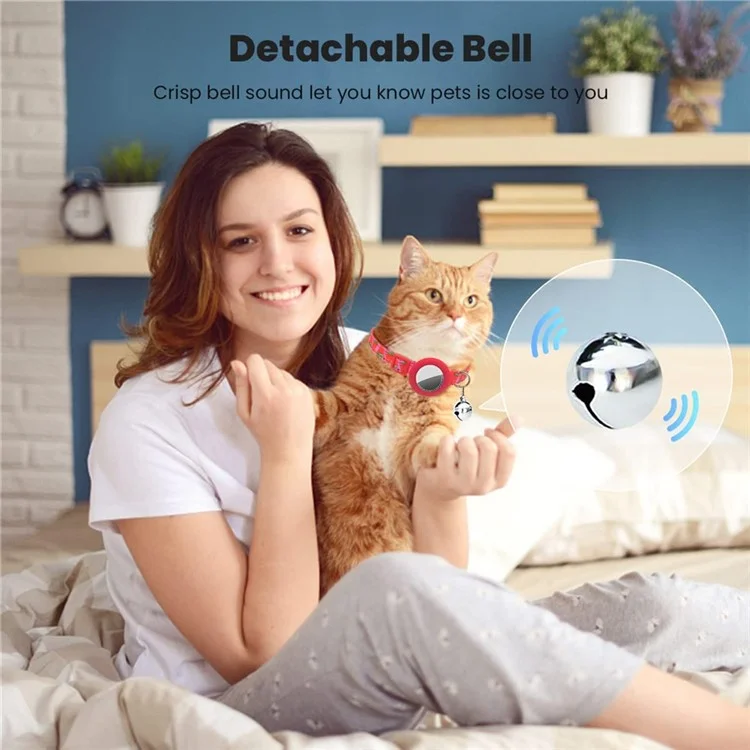 Étui en silicone pour localisateur AirTag, motif de fruits, traceur GPS, collier réglable pour animaux de compagnie avec cloche - Rouge