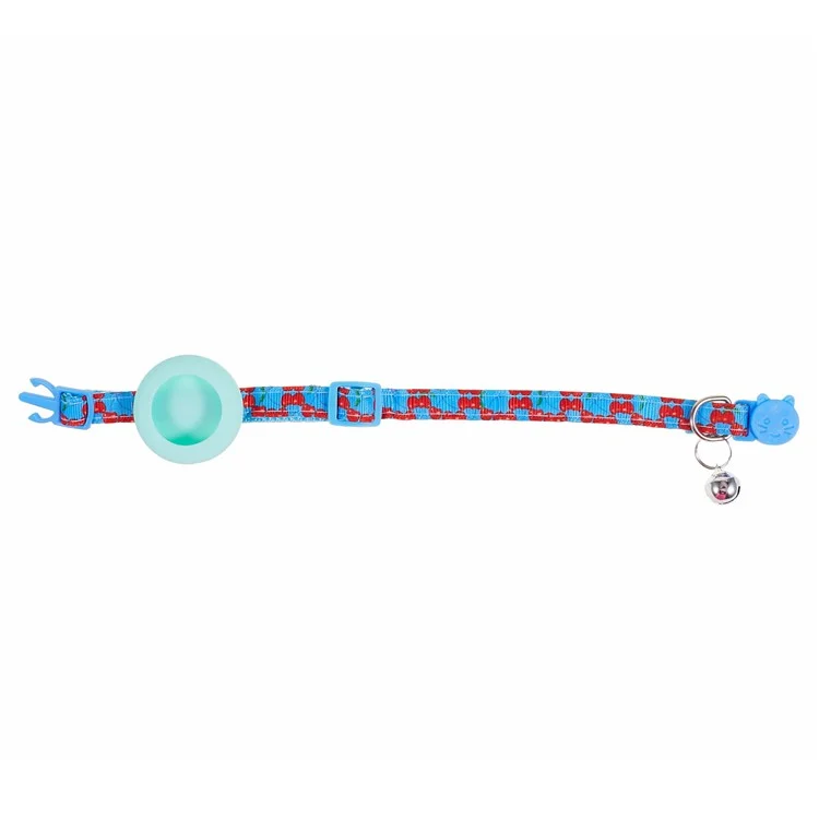Coque en silicone pour le localisateur AirTag, motif fruit, traceur GPS, collier de chien réglable avec clochette - Bleu