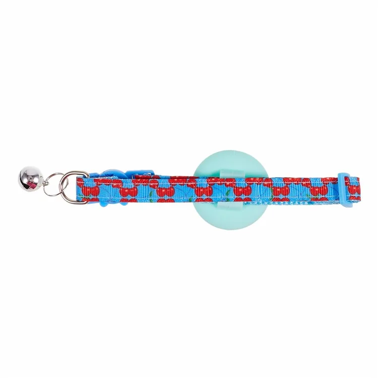Coque en silicone pour le localisateur AirTag, motif fruit, traceur GPS, collier de chien réglable avec clochette - Bleu