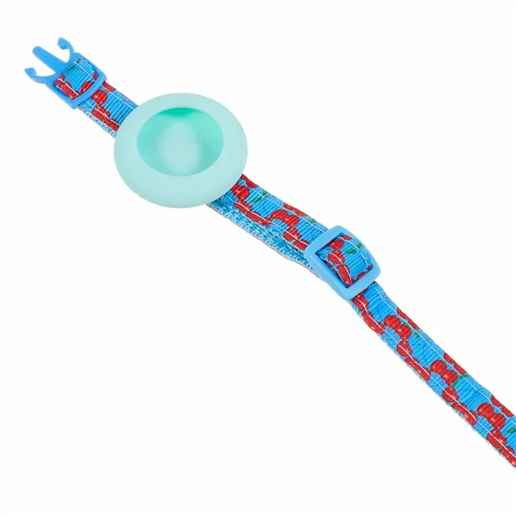 Coque en silicone pour le localisateur AirTag, motif fruit, traceur GPS, collier de chien réglable avec clochette - Bleu
