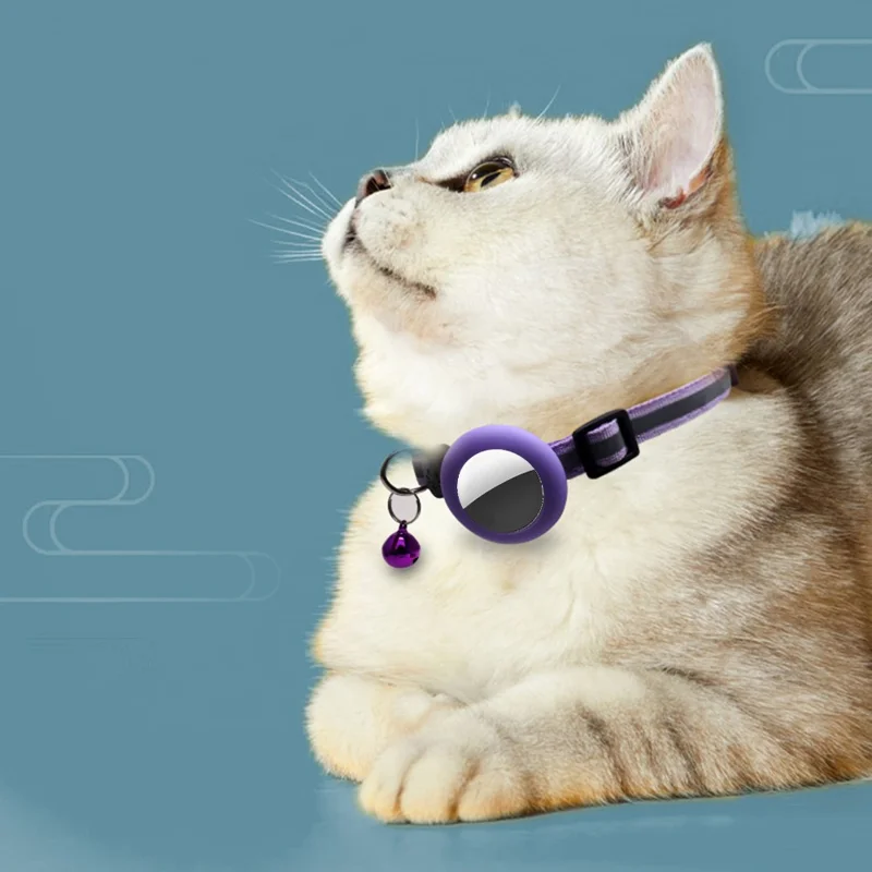 Anti-Scratch Silicone Case for AirTag Reflective Pet Collar GPS Tracker Cover with Bell, with Front Back Film Set - Red