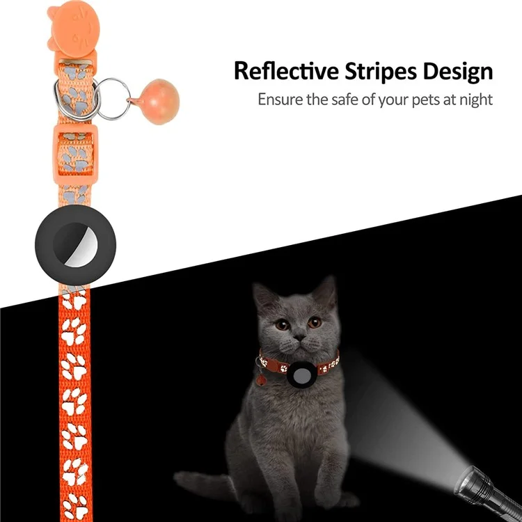 Custodia protettiva per AirTag Collare riflettente per animali domestici Tracker GPS Copertura in silicone con campanellino e pendente antitraccia - Arancione