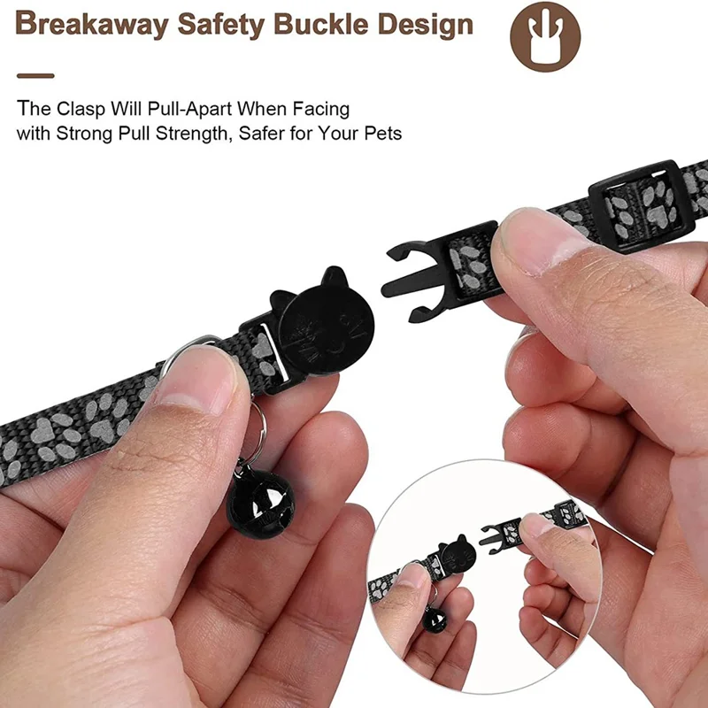 Protective Case for AirTag Reflective Pet Collar GPS Tracker Silicone Cover with Bell and Anti-lost Pendant - Black