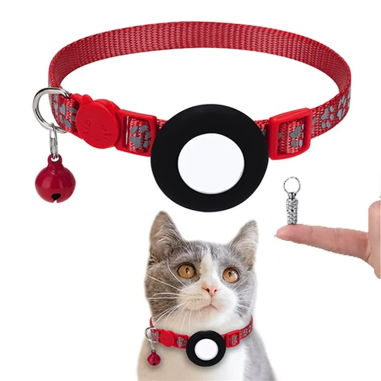 Schützende Hülle für AirTag, reflektierendes Haustier-Halsband, GPS-Tracker, Silikonhülle mit Glocke und Anti-Verlust-Anhänger - Rot