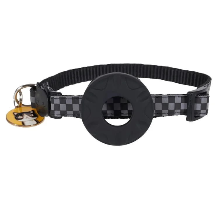 Dog Tracking Collar for Apple AirTag Adjustable Reflective Pet Collar Silicone Cover with Pendant