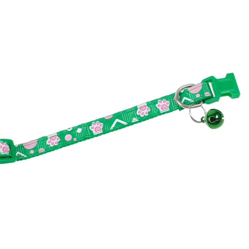 For Airtag Tracker Protective Silicone Case Adjustable Cat Puppy Pet Collar with Bell - Green