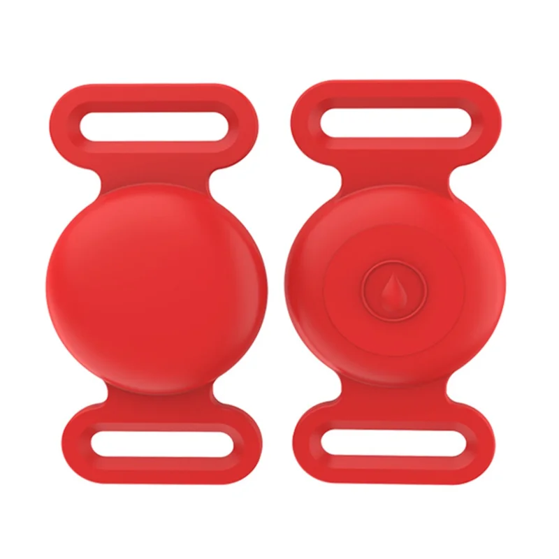 Protective Sleeve for AirTag Pet Collar Anti-lost Locator Tracker Silicone Case, Size M - Red