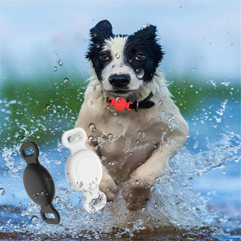 Protective Sleeve for AirTag Pet Collar Anti-lost Locator Tracker Silicone Case, Size M - Sky Blue