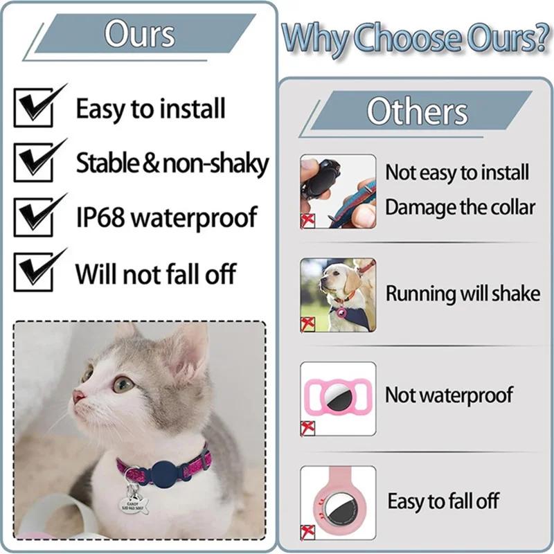 Protective Sleeve for AirTag Pet Collar Anti-lost Locator Tracker Silicone Case, Size M - Light Purple