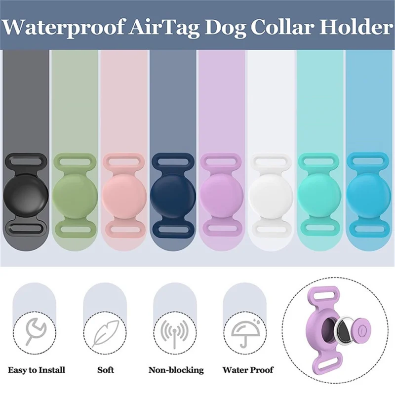 Protective Sleeve for AirTag Pet Collar Anti-lost Locator Tracker Silicone Case, Size M - Light Purple