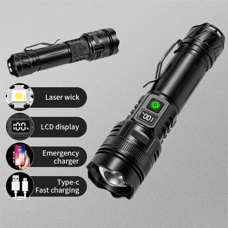 A065-Laser Taschenlampe für Haus und Outdoor 20W Lila Licht Tragbare LCD-Anzeige Taschenlampe (ohne Batterie) 