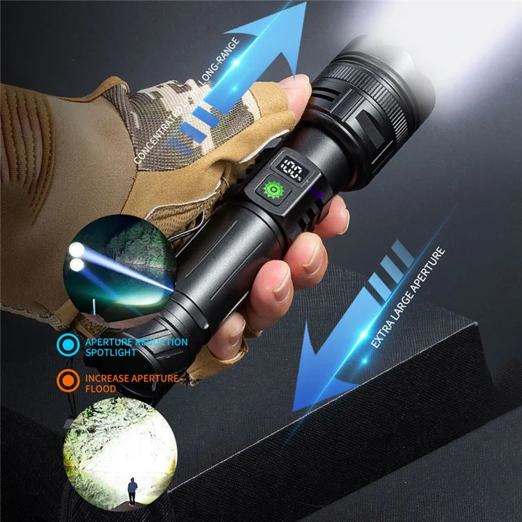 A065-Laser Taschenlampe für Haus und Outdoor 20W Lila Licht Tragbare LCD-Anzeige Taschenlampe (ohne Batterie) 