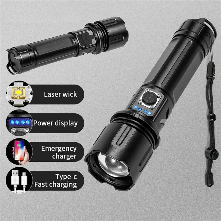 X20C Adventure Outdoor Sports Flashlight Portable 5-Gear Telescopic Zoom Flashlight (No Battery)