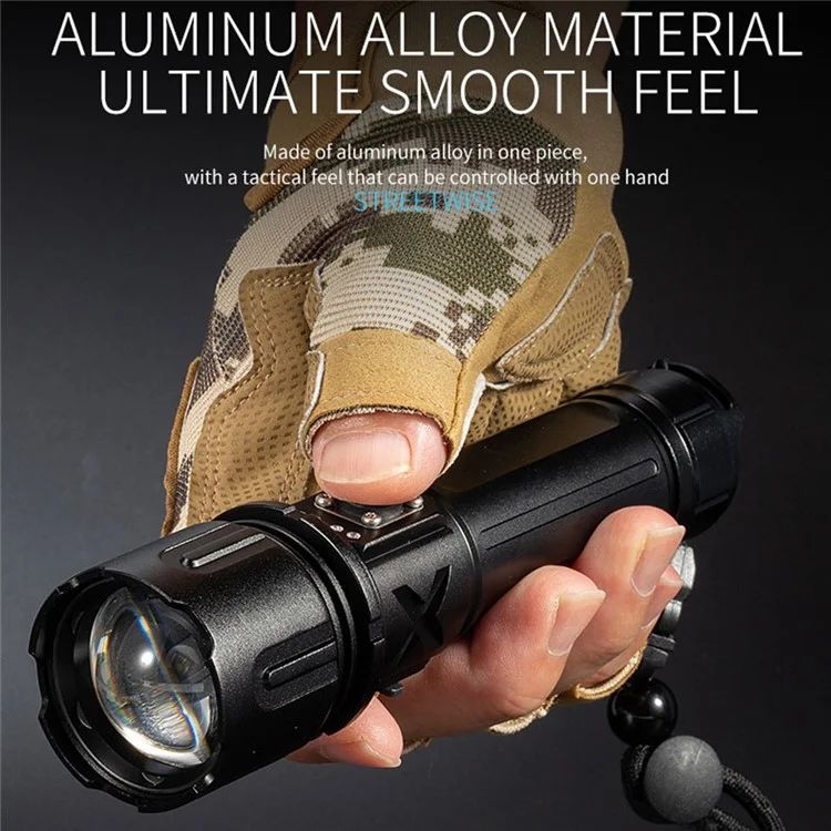 X20C Adventure Outdoor Sports Flashlight Portable 5-Gear Telescopic Zoom Flashlight (No Battery)