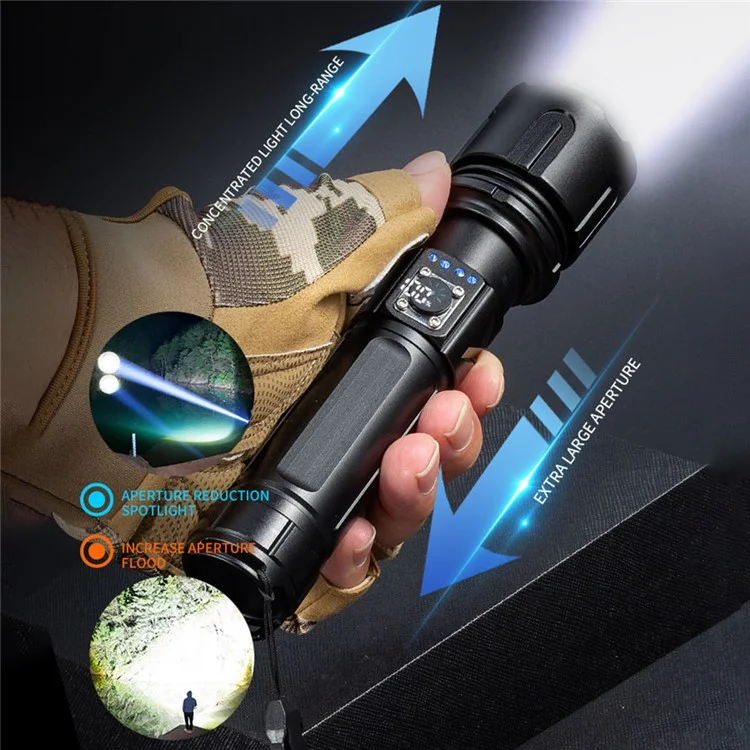 X20C Adventure Outdoor Sports Flashlight Portable 5-Gear Telescopic Zoom Flashlight (No Battery)