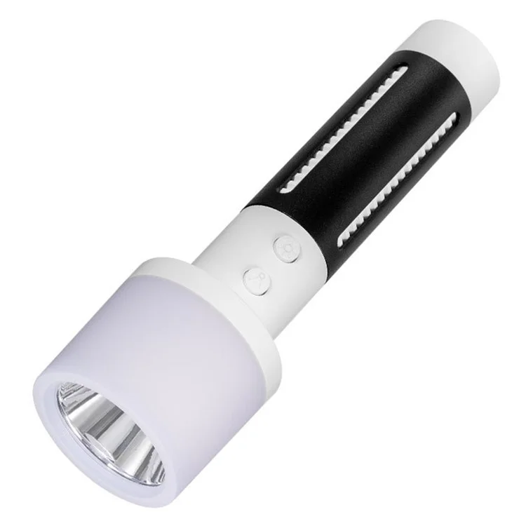 CH23036 Dual Light Flashlight Waterproof LED Beads Multi-color Night Light Anti-Slip Portable Flashlight - Black