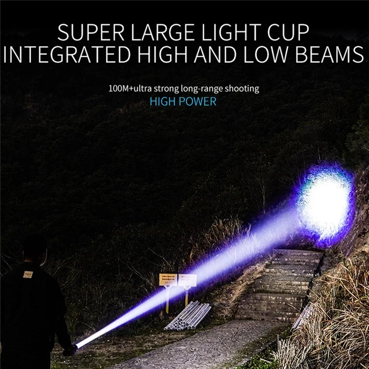 CH23036 Dual Light Flashlight Waterproof LED Beads Multi-color Night Light Anti-Slip Portable Flashlight - Black