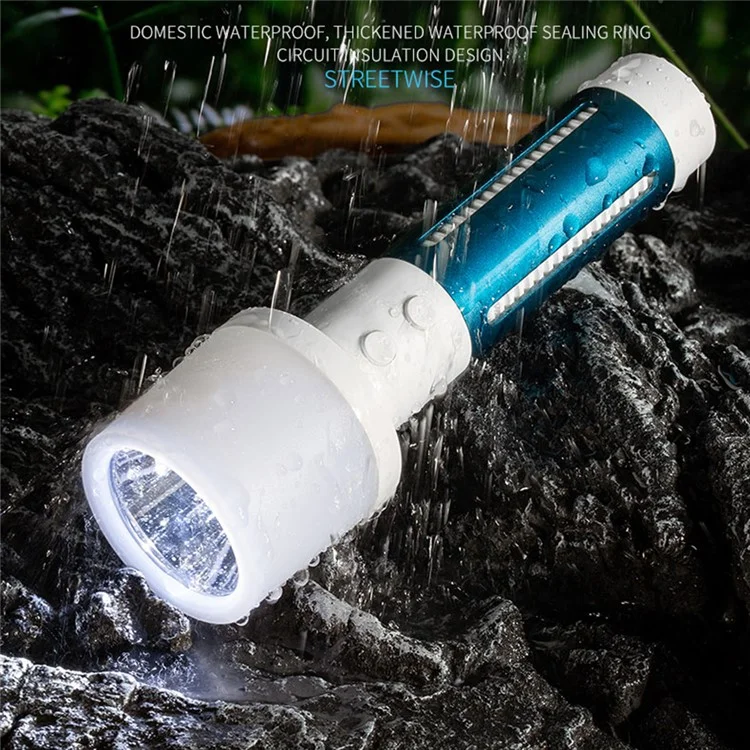 CH23036 Dual Light Flashlight Waterproof LED Beads Multi-color Night Light Anti-Slip Portable Flashlight - Black
