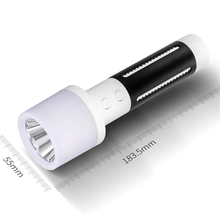 CH23036 Dual Light Flashlight Waterproof LED Beads Multi-color Night Light Anti-Slip Portable Flashlight - Black