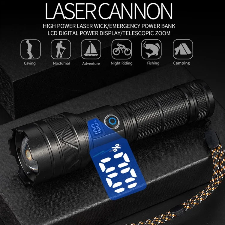 A06-A 20W Bright Laser 5-Mode Flashlight Aluminum Alloy Waterproof Outdoor Camping Hiking Torch