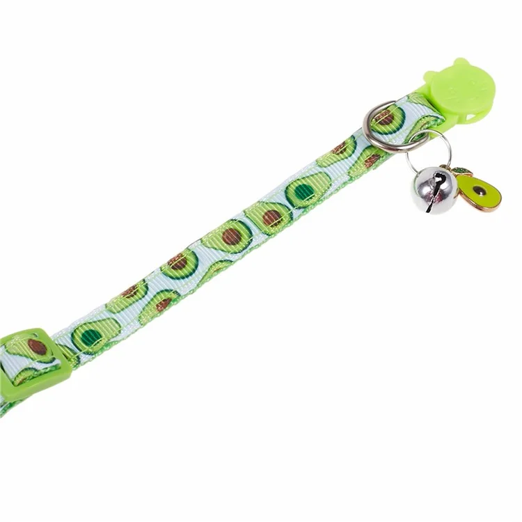 For AirTag Locator Silicone Case Fruit Pattern GPS Tracker Adjustable Pet Dog Cat Collar with Bell - Avocado