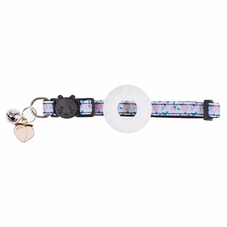 For AirTag Locator Silicone Case Fruit Pattern GPS Tracker Adjustable Pet Dog Cat Collar with Bell - Peach