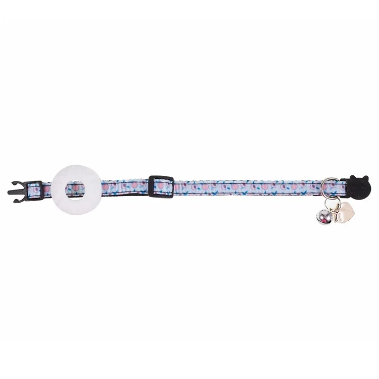 For AirTag Locator Silicone Case Fruit Pattern GPS Tracker Adjustable Pet Dog Cat Collar with Bell - Peach