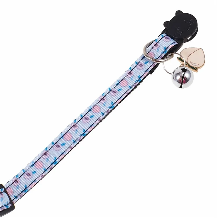 For AirTag Locator Silicone Case Fruit Pattern GPS Tracker Adjustable Pet Dog Cat Collar with Bell - Peach