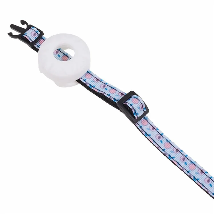For AirTag Locator Silicone Case Fruit Pattern GPS Tracker Adjustable Pet Dog Cat Collar with Bell - Peach
