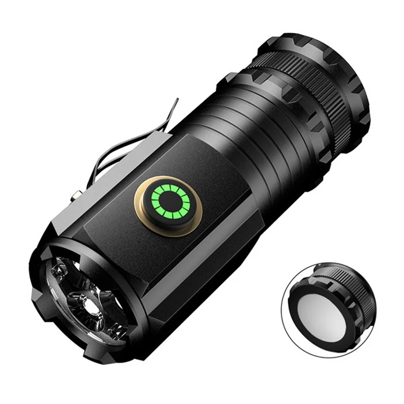 S350 Outdoor Aluminum Alloy Flashlight 18350 Battery Powered Portable Flashlight with Storage Bag - Built-In Magnet