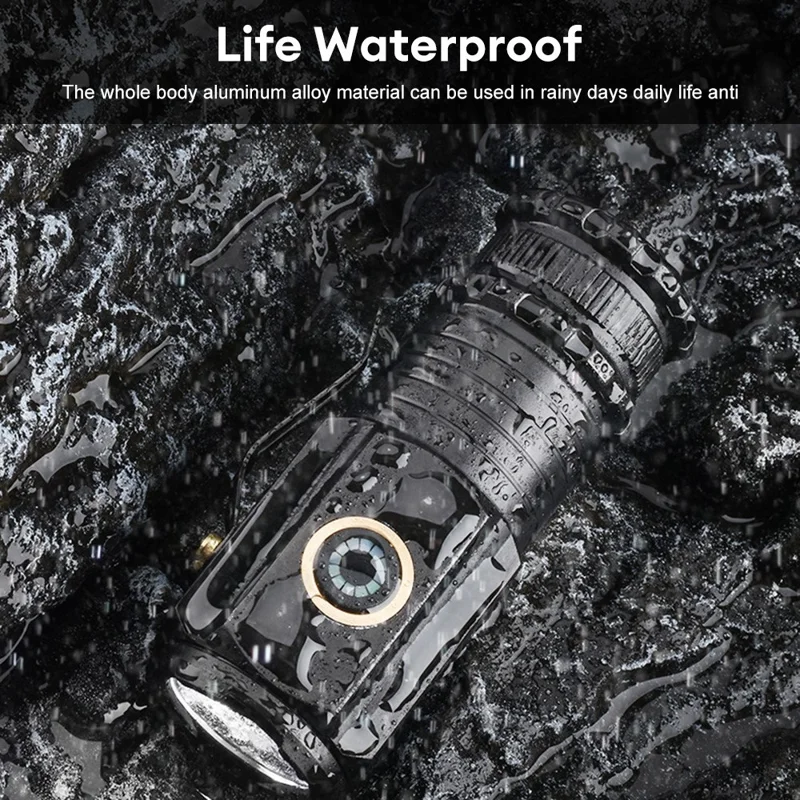 S350 Outdoor Aluminum Alloy Flashlight 18350 Battery Powered Portable Flashlight with Storage Bag - Built-In Magnet